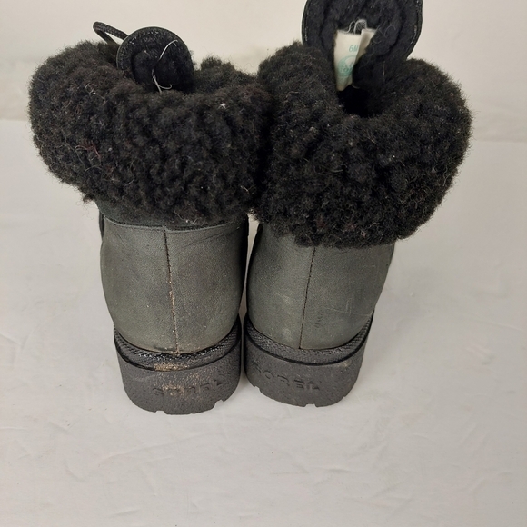 Vintage Sorel Leather Booties Shearling Lace-up Ankle Boots 6W Genuine Sheepskin - Picture 9 of 12